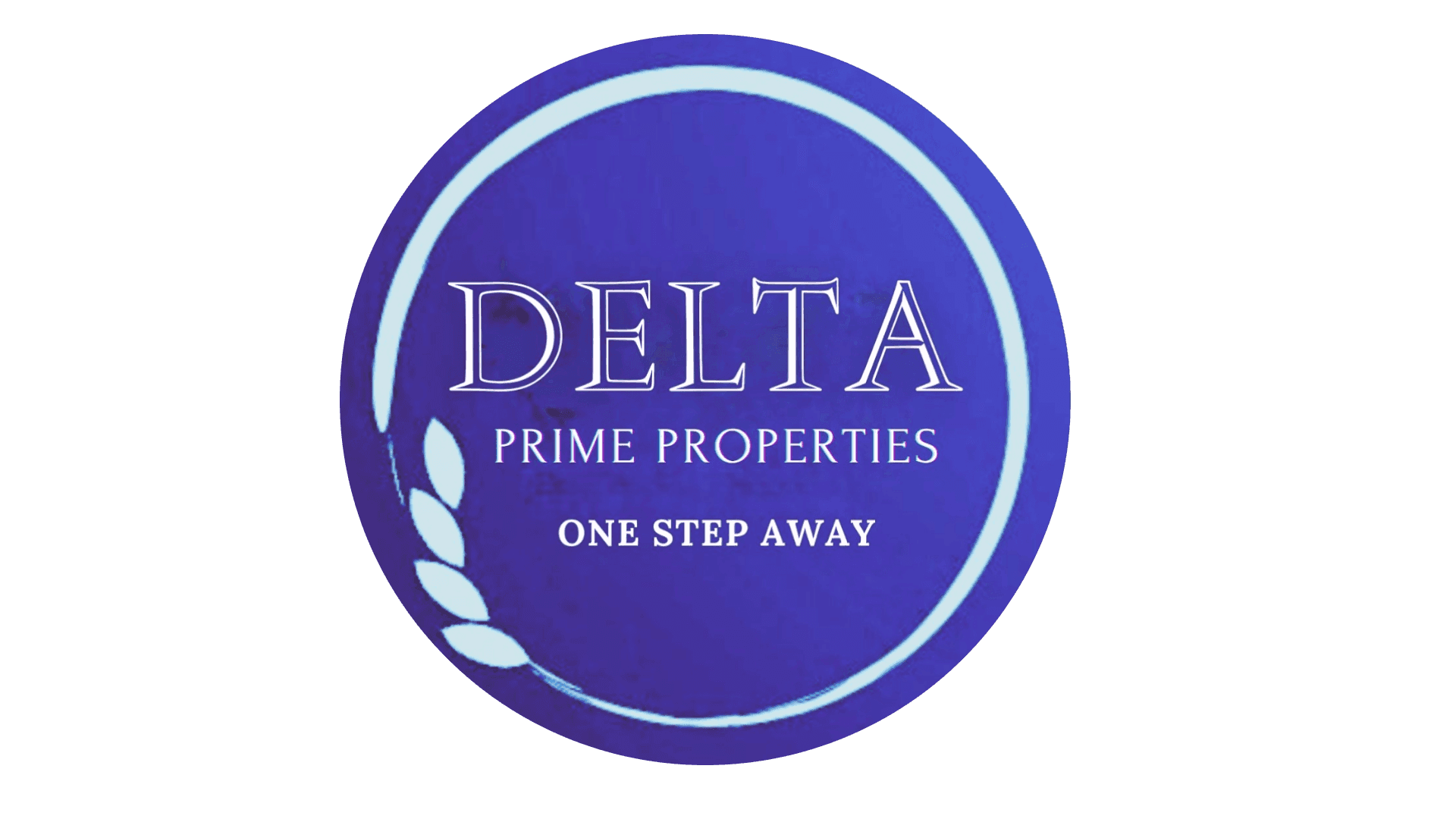 Logo of Delta Prime Properties with the tagline 'One Step Away' on a blue circular background.